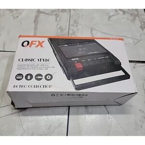 Cassette Player QFX Retro-39 Black Classic Style Cassette With USB Port